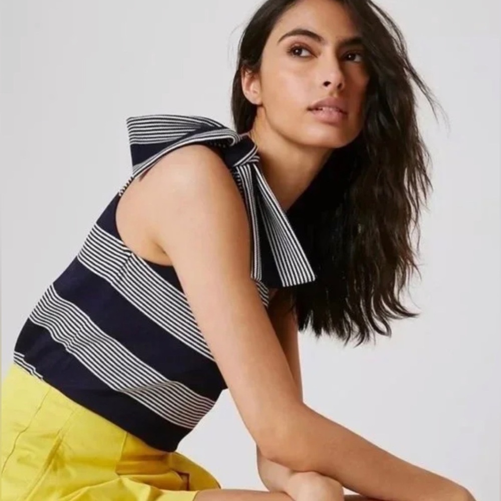 🖤 Anthropologie - Bishop + Young One-Shoulder Striped Top | Size XL